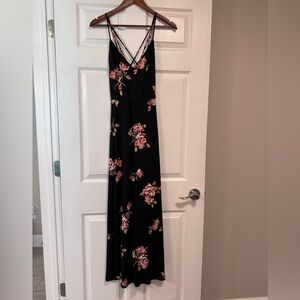 Nine Britton Black Floral Spaghetti Strap Maxi Dress